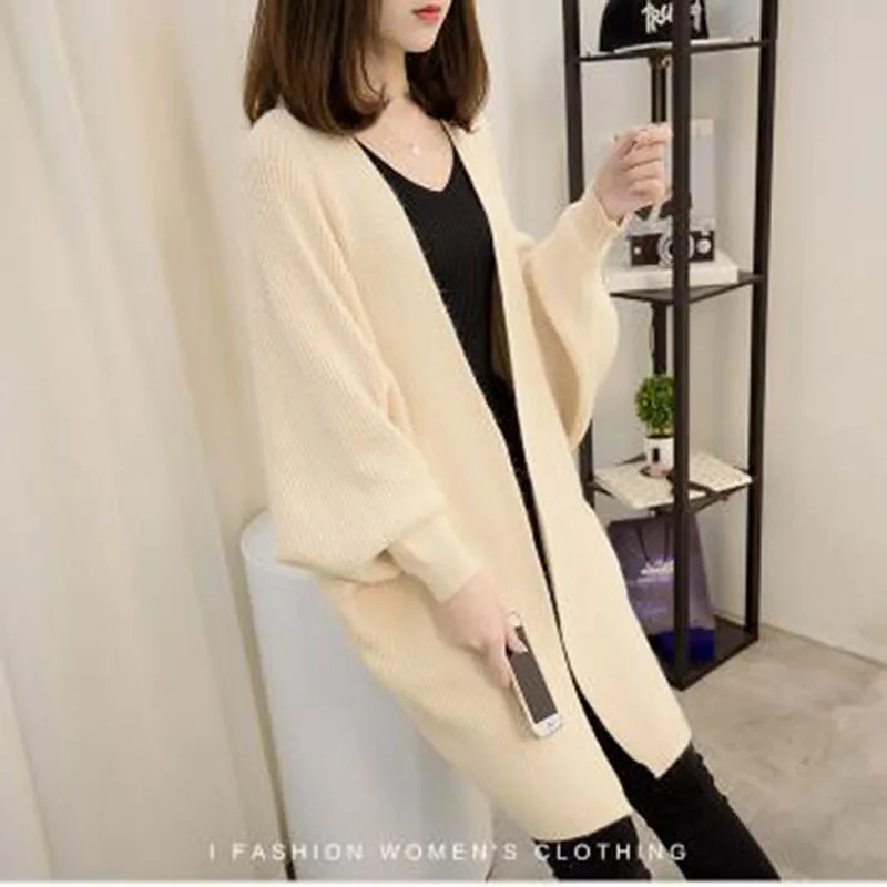 2017 Fashion Sweater autumn winter loose full sleeve Christmas sweater women solid color casual Cardigans Knitted |