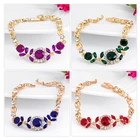 Женский браслет в стиле бохо MISANANRYNE, простые браслеты золотого цвета с декором листья и кристаллы, 2019