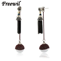 2016 punk metal tassel earrings for women with pearl handmade long earring statement brincos party gift ser160135