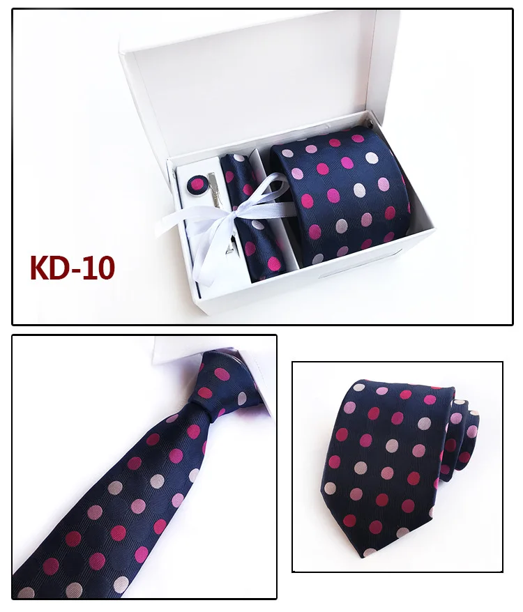 Модный классический кожаный мешок волна точка многоцветный галстук набор галстуки/зажимы для галстука/квадратный шарф/Запонки деловые кос... от AliExpress WW
