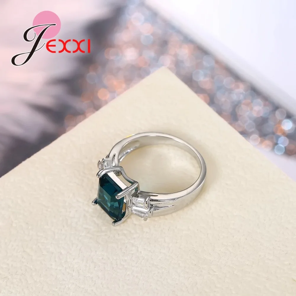 Женские Кольца На заказ свадебные кольца JEXXI с голубым кристаллом и прозрачным