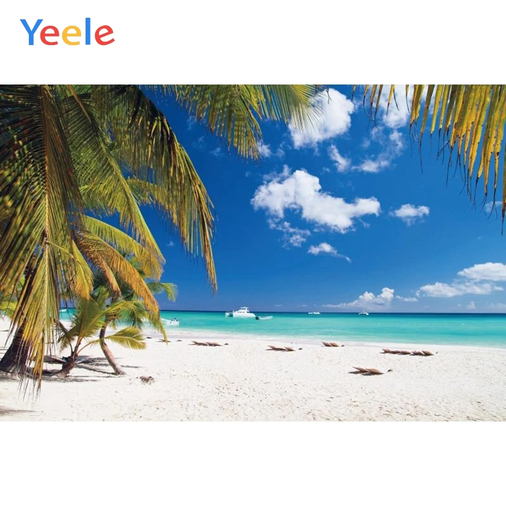 

Фон для фотосъемки Yeele с изображением синего моря пальмы летнего пляжа