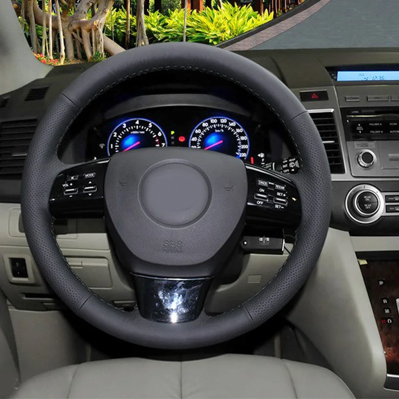 

Car- Styling New Anti Slip Black PU Leather Steering Wheel Stitch on Wrap Cover For Mazda 8