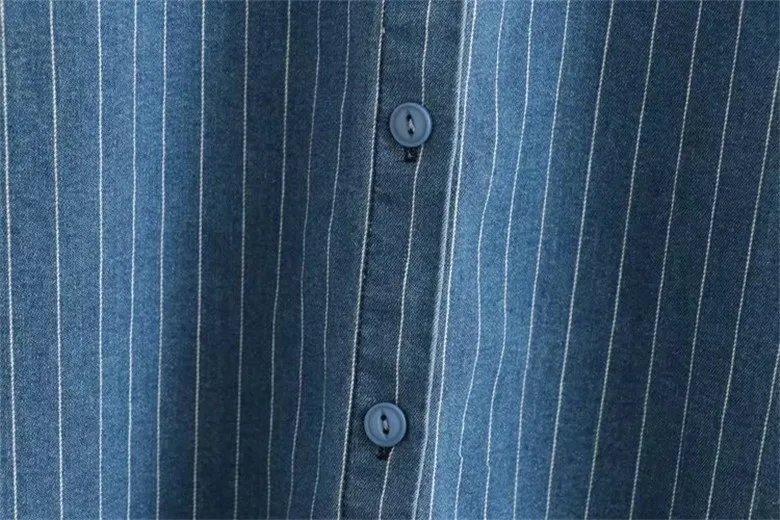 Плюс размер 2XL-5XL Джинсовая блузка с длинными рукавами полосатые рубашки Vestidos Blusas
