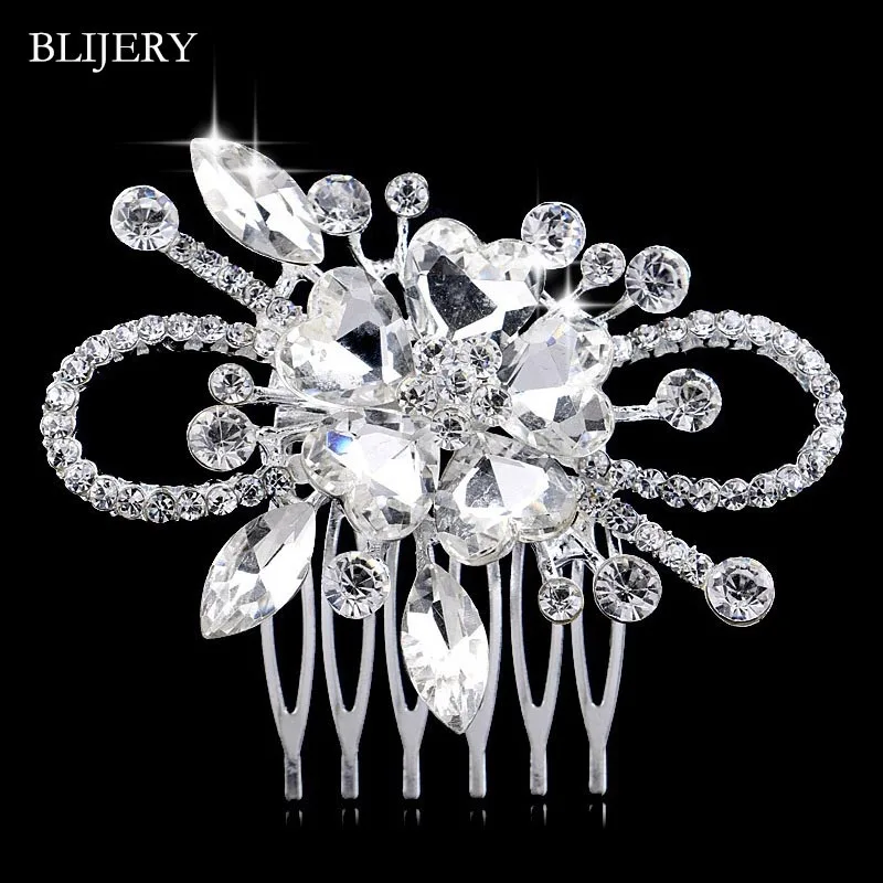Style 6 BLIJERY, элегантные свадебные аксессуары для волос с жемчугом и кристаллами, цветочные свадебные гребни для волос, женские вечерние ювелирные украшения для волос, Тиара для невесты - Окраска металла: Style 6