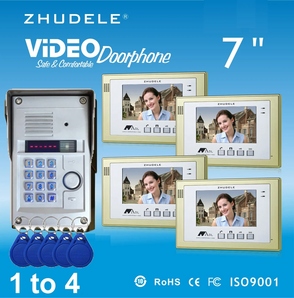ZHUDELE Домашняя безопасность домофон 7 &quotвидео телефон двери ПЗС камера ИК с