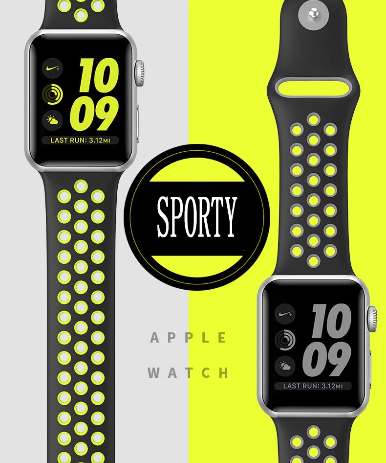 Брендовый резиновый ремень для apple watch, легкий светильник, гибкий дышащий силиконовый ремешок для iWatch, спортивный ремешок, официальный цвет