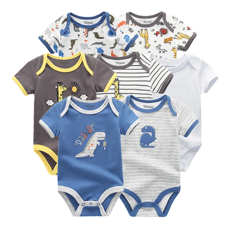 baby boys clothes20 Г., 7 шт./партия, Uniesx, одежда для маленьких девочек детские комбинезоны для мальчиков, хлопковые комплекты одежды с круглым вырезом для новорожденных от 0 до 12 месяцев Roupa de bebe с короткими рукавами - Цвет: baby boys clothes20