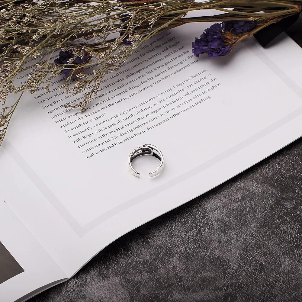SHANICE 925 пробы, серебряное кольцо, ретро стиль, толстая широкая цепочка, винтажное серебряное ювелирное изделие для женщин