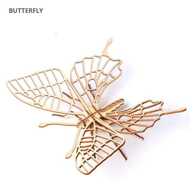 Butterfly Детская игрушка Монтессори 3D головоломка DIY мозаика доска деревянная головоломка насекомое Животное ручной работы обучающая игрушка для сборки подарок для детей - Цвет: Butterfly