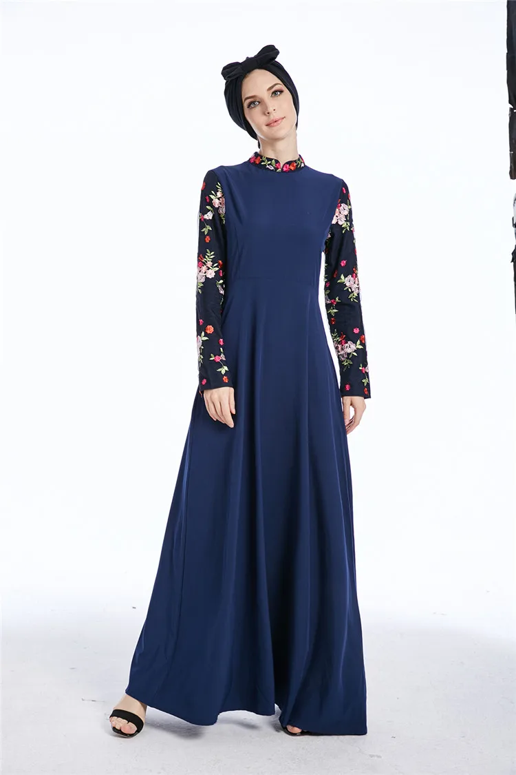 Мусульманское длинное платье с вышивкой Abaya кардиган из крепа туника кимоно