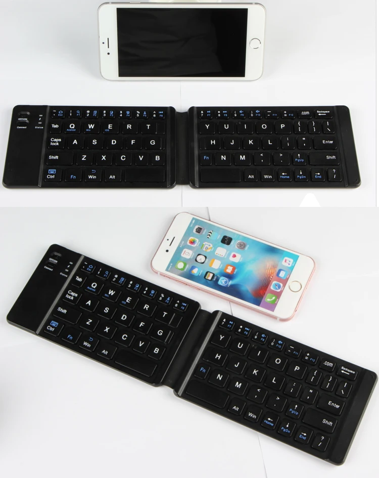 Складная Bluetooth клавиатура BT Беспроводная складная клавиатура для ipad планшет ТВ компьютер ПК USB IOS/Android/Windows заряжаемая батарея