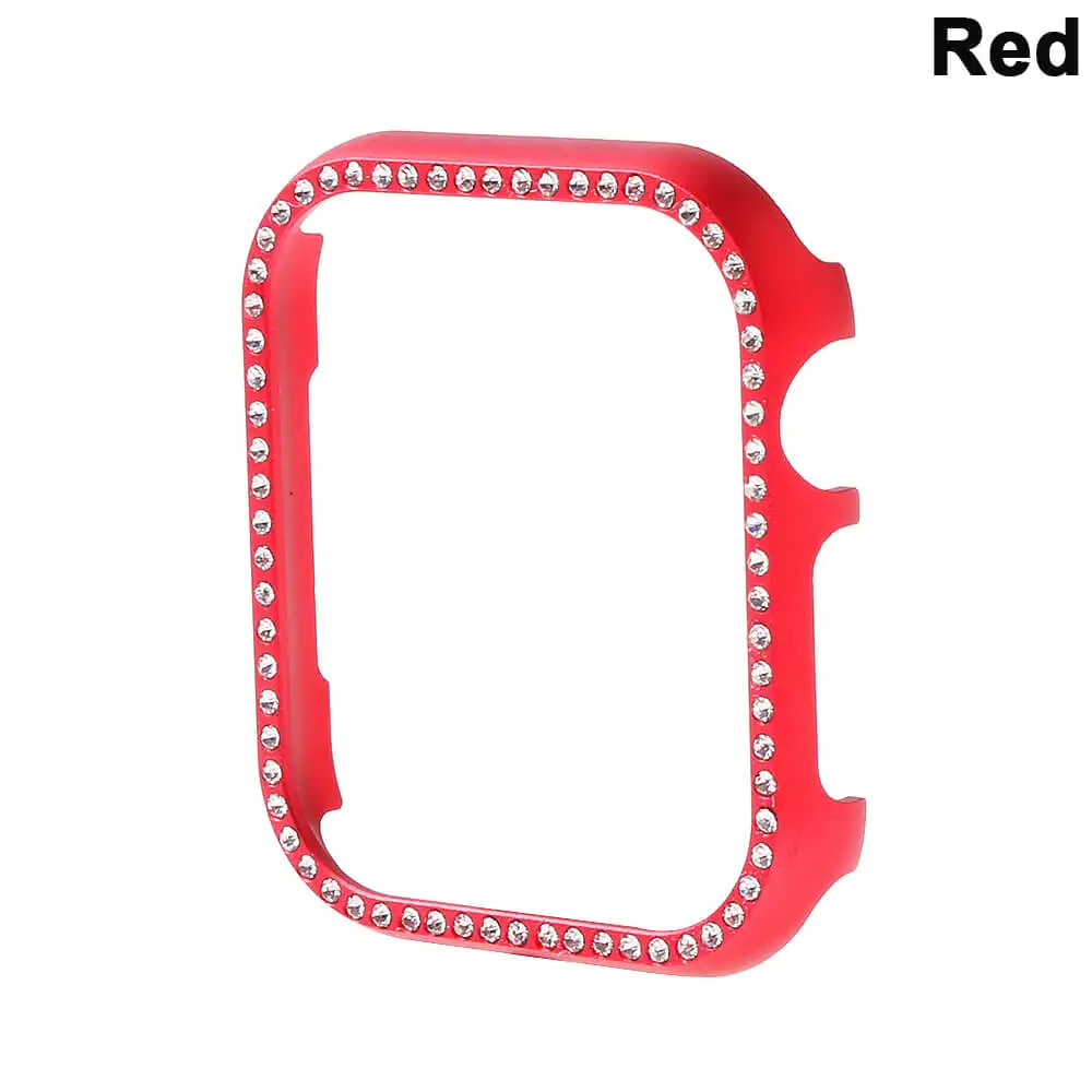 Красный Металлический сплав бриллианты Bling кристалла чехол для Apple Watch Series 4 Чехол-бампер 44 мм 40 мм для i watch 3 2 1 Band 38 мм 42 мм - Цвет: Красный
