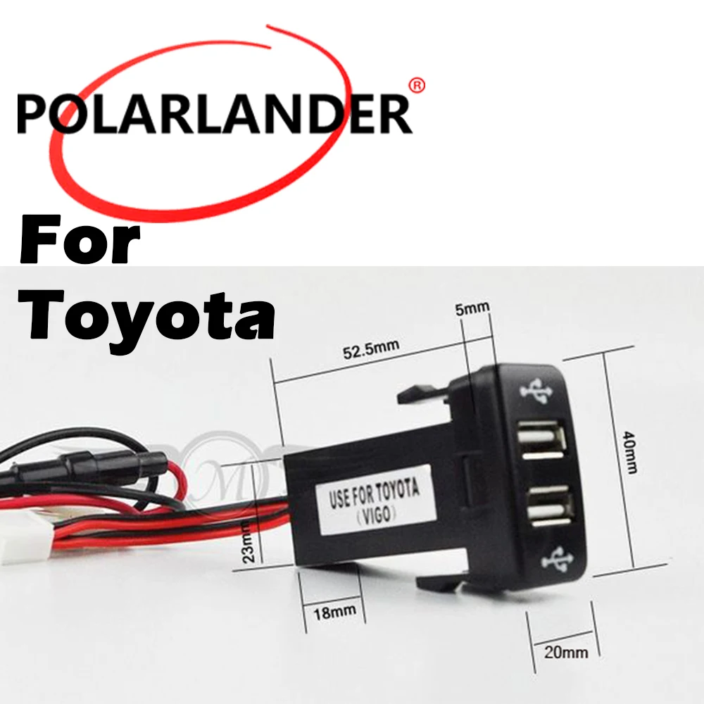 

Dual USB Car Charger Audio input function 12V 2.1A for Toyota Vigo for most of cars