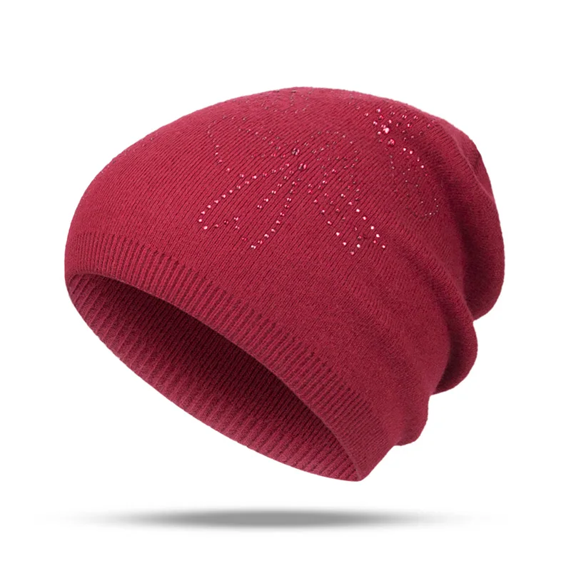 Dark Red MLTBB модная зимняя шапка простая женская вязаная шапка повседневная женская шапка с рисунком однотонная мягкая женская шапка теплая шерстяная шапка - Цвет: Dark Red