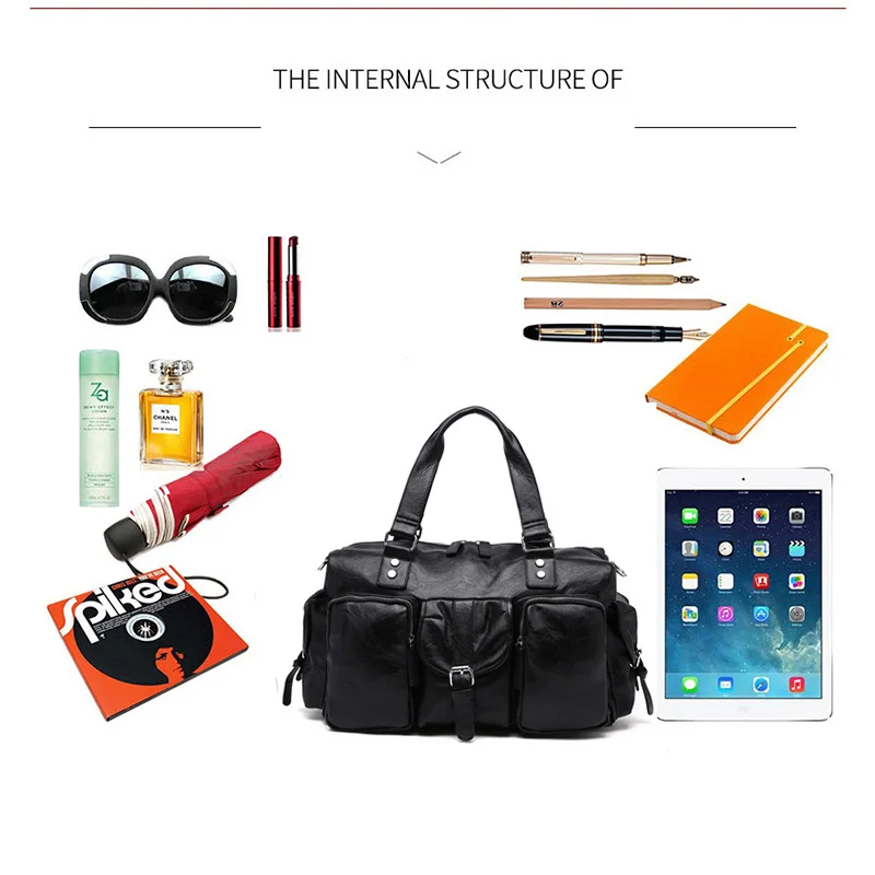 

Business briefcase Laptop bag Large capacity Travel bags Casual leather handbag Designer Shoulder Messenger Bags Barrel-shaped