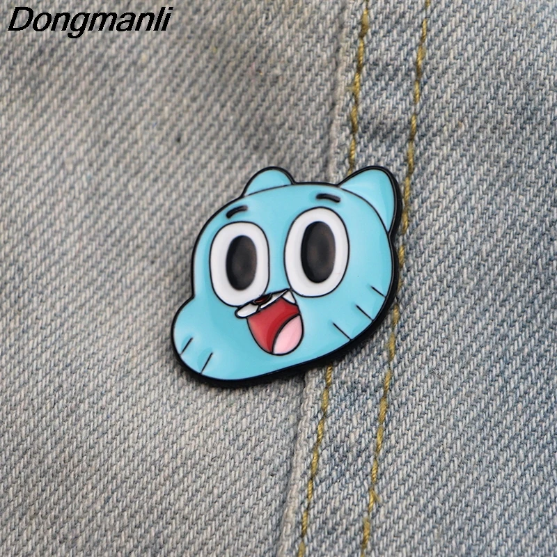 L2456 удивительный мир Gumball эмалированные броши на булавке мультфильм креативная металлическая брошь на булавке Джинсовая Шляпа значок воротник ювелирные изделия 1 шт