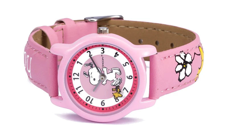 Детские часы Snoopy, женские часы, повседневные кварцевые наручные часы, милые кожаные детские часы snoopy, подарок