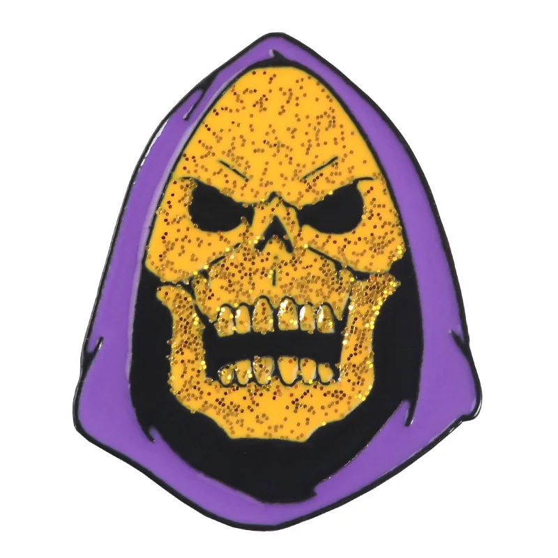 10 видов стилей 80 s Skeletor фиолетовый капюшон он-человек мастера Вселенной сердце живой Смех Любовь Череп Хэллоуин эмалевые броши, булавки - Окраска металла: 10
