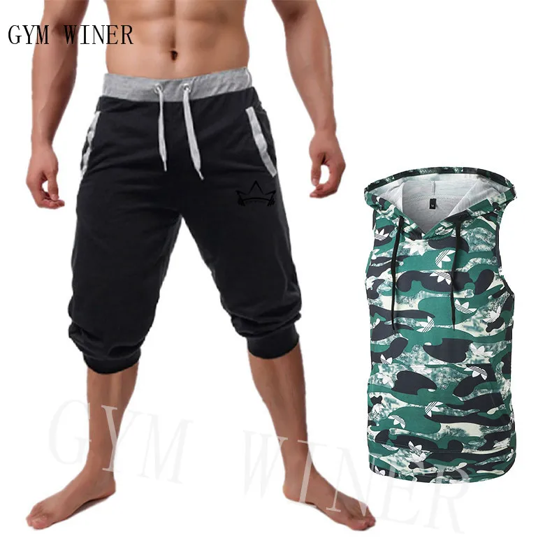 2019 мужские мешковатые джоггеры повседневные тонкие шорты шаровары + Камуфляжный