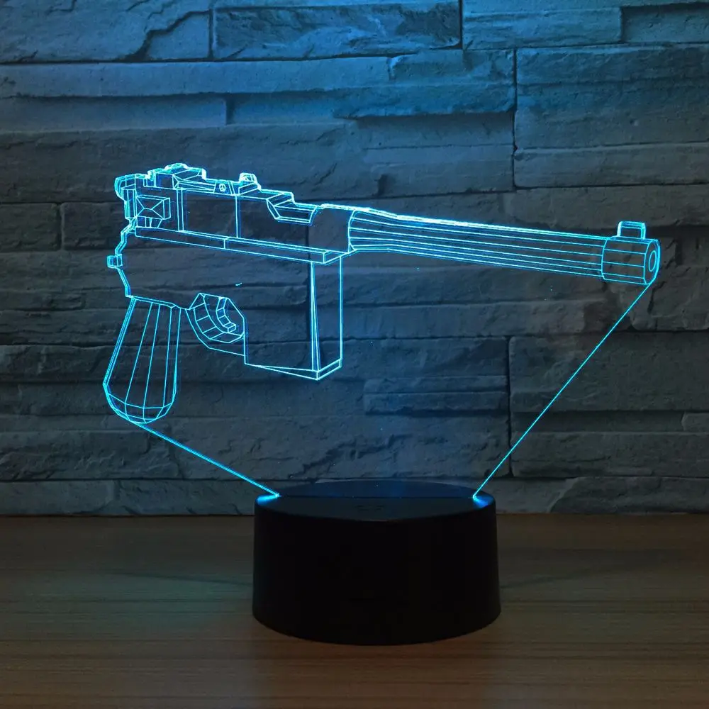 

Gun Shape Acrylic LED 3D Illusion Lamp USB 7 Color Change Remote Touch Figure 3D Night Light Mood Novelty Lamp Holiday Gifts