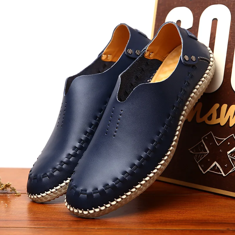 Мужские кожаные туфли-Лоферы повседневная обувь мужская на плоской подошве