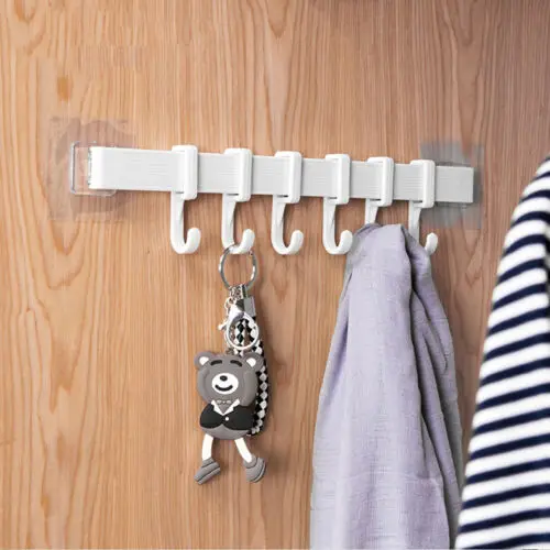 34cm x 7cm Plastic Wall Door Mounted Hanger Coat Hat Cloth Towel Rack 6 Hooks Home Stroage Hook Sundries Food Hang | Дом и сад