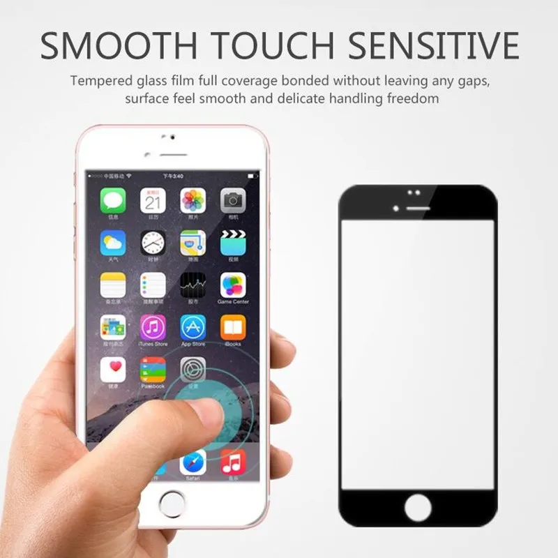 3D 9H полное покрытие закаленное стекло для iPhone 7 8 Plus 5 5S 5C SE Защитная пленка для экрана на iPhone 6 6s Plus XS