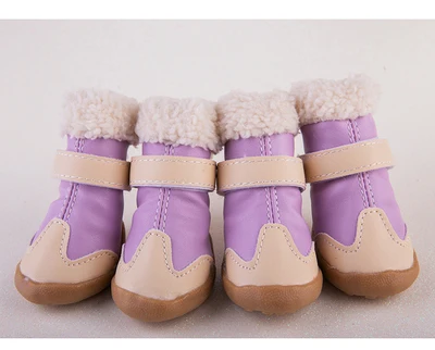 Purple Женские зимние сапоги с нескользящей подошвой для собак Водонепроницаемые зимние ботинки для домашних животных для небольшого животного, питомца туфли Чихуахуа стопы чистый Размеры XS XL Yorkshir - Цвет: Purple