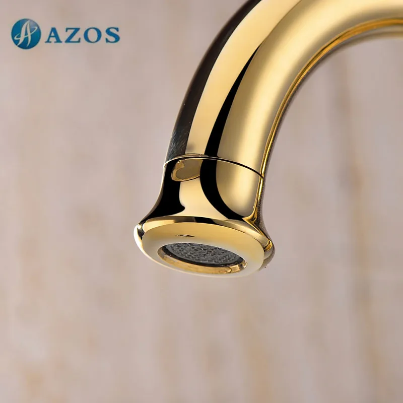 AZOS Bathroom Basin Tap Brass Golden Color Single Hole Deck Mount Hot Cold Mixer Toilet Sink Faucet Furniture MPDKZ163 | Обустройство
