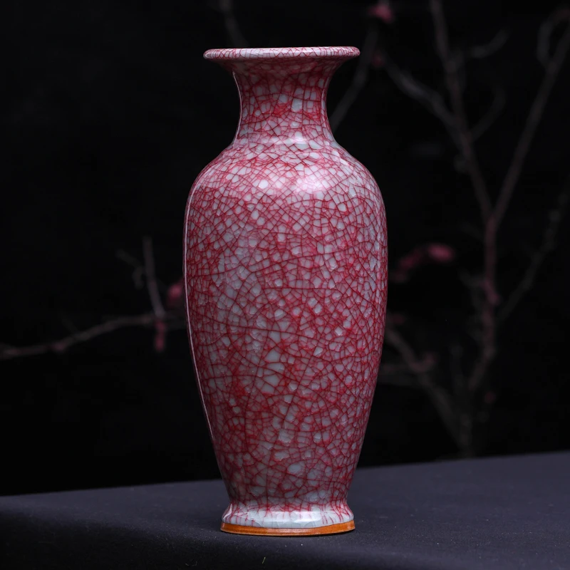 Фарфоровая Ваза с эффектом трещин и глазурью от Jun современные классические