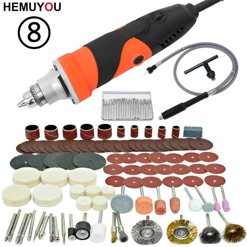 SET 8 Dremel стильная мини-дрель 180 Вт/400 Вт полировальная машина с переменной скоростью роторный инструмент с 105 шт. аксессуары для электроинструментов - Цвет: SET 8