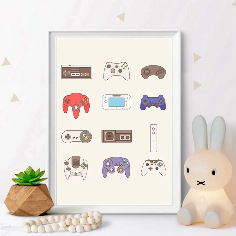 

Абстрактный Видео игровой контроллер постер и художественная печать на холсте Картина Настенная художественная игровая комната декоратив...