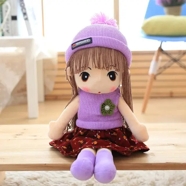 purple sweater 1 шт. 45 см Новинка RagDoll мягкие куклы плюшевые Фил плюшевые Свадебные Тряпичные куклы милые игрушки Милая модель девочки дети подарок на день рождения - Цвет: purple sweater