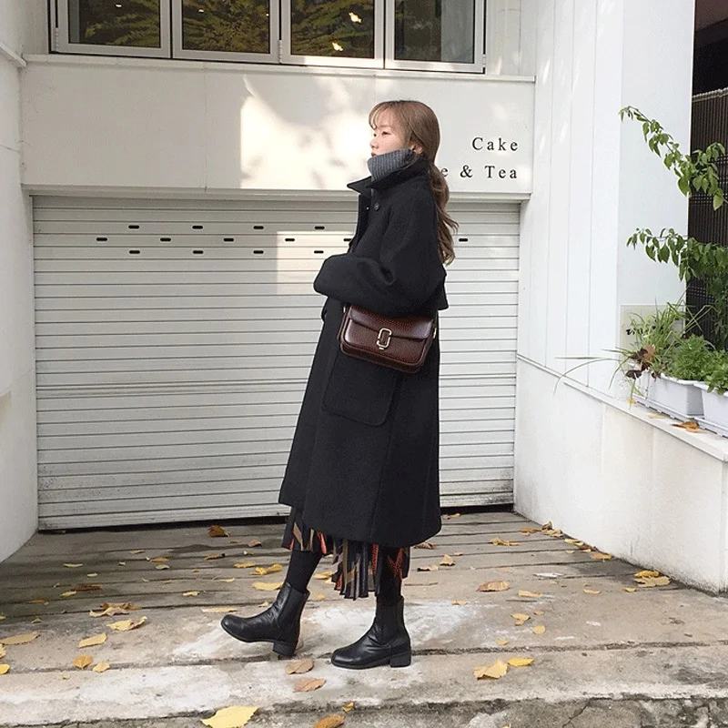Длинное шерстяное пальто женское свободное куртка для женщин Осень-зима manteau femme