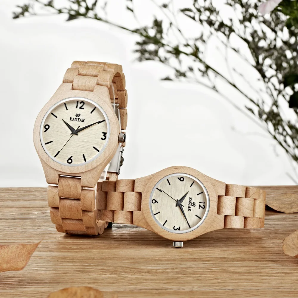 

Eastar Maple Wooden Watch Analog Quartz Lightweight Watches Vintage Handmade Natural Wood Wrist Watch