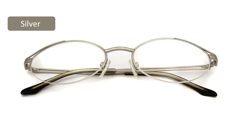 EYEWEAR SILVER Металлическая полуоправа, оптическая оправа, очки для женщин, оправа для очков, очки для мужчин, овальные прозрачные линзы, Lunette Femme, аксессуары для очков - Цвет оправы: EYEWEAR SILVER