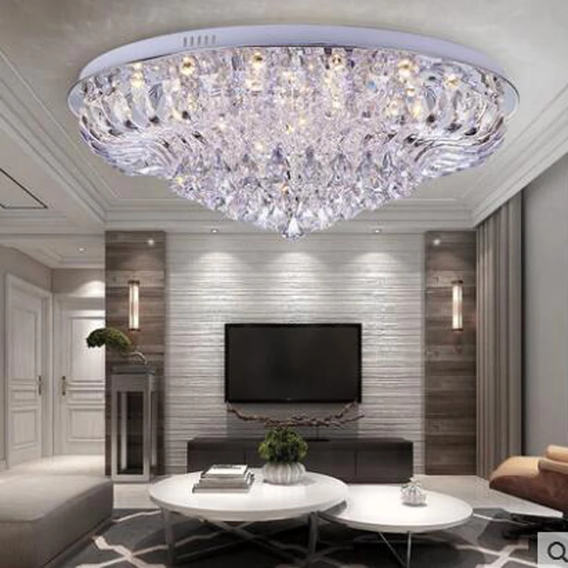 Современная простая атмосфера круглая хрустальная лампа для гостиной