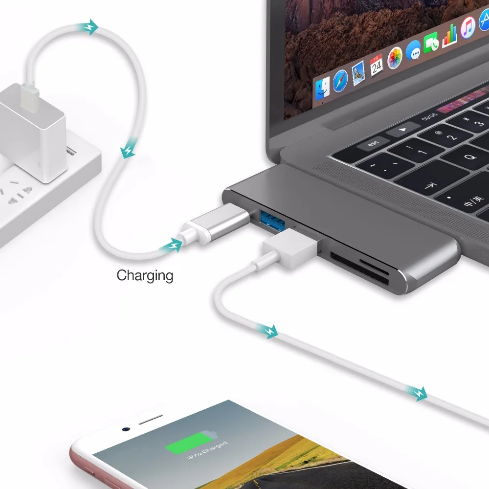 Jckel USB C 3 1 док станция адаптер Thunderbolt с 0 SD TF кардридер Тип PD порт для зарядки комбо