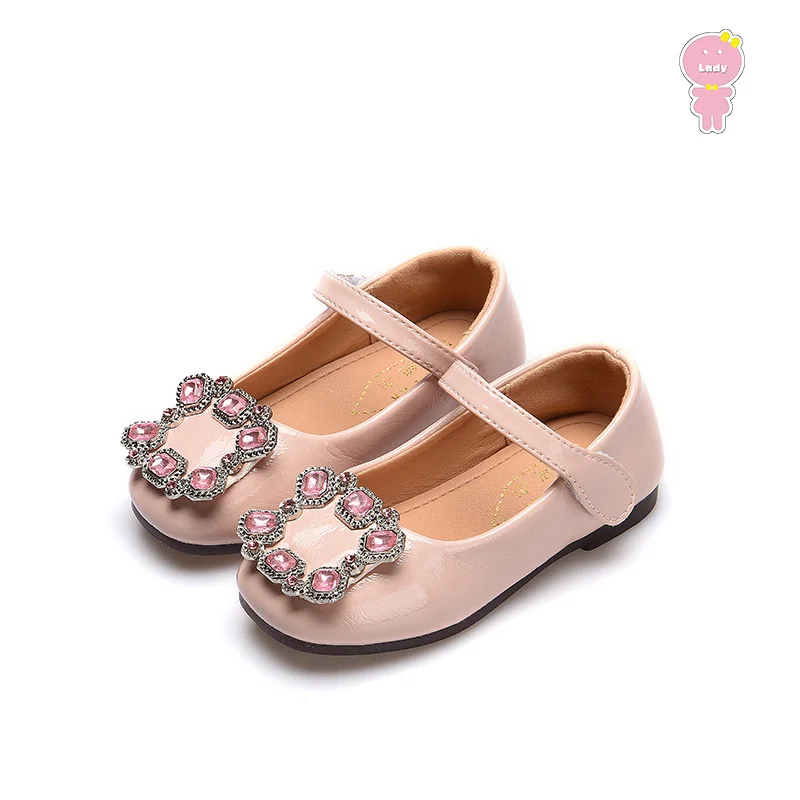 2019 Spring Summer girls shoes kids fashion children vintage baby flat faux crystal buckle PU 3 to 12 yrs | Детская одежда и обувь