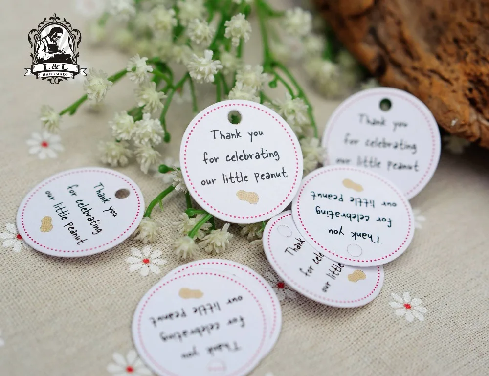 200 pcs 3.5cm round kraft/white paper label thank you tags Holiday product gift Label customization | Дом и сад