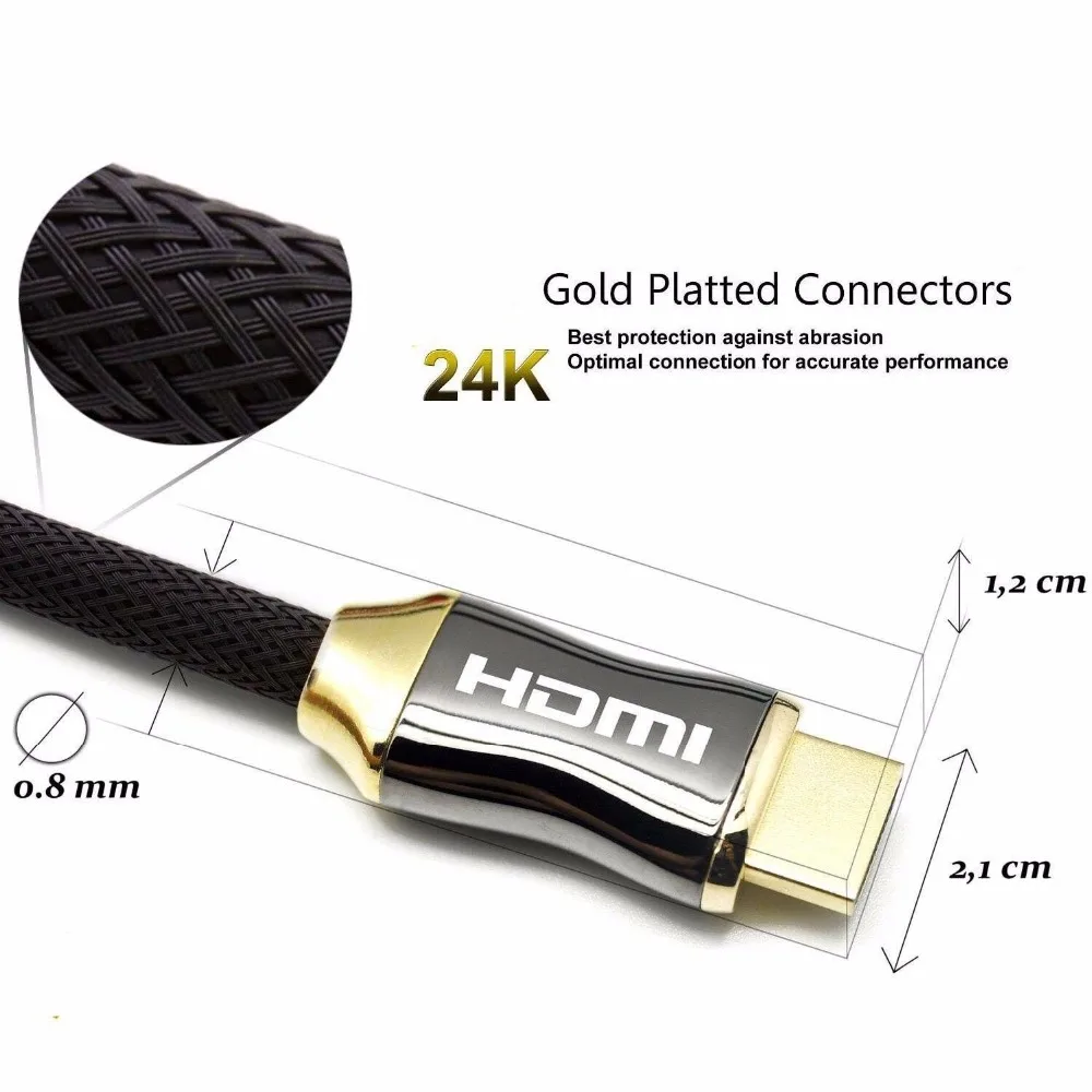Кабель HDMI LNYUELEC кабель 2 0 4k 3D 60FPS для HD TV LCD ноутбуков PS3 компьютера 50 см/1 м/2 м/3 м/5 м/10