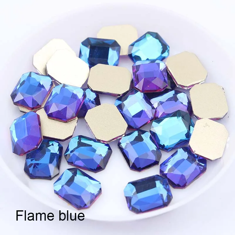 Flame Blue Новинка! Стразы для ногтей 8X10 мм, большие Восьмиугольные Стразы с плоской задней поверхностью для украшения ногтей своими руками - Цвет: Flame Blue