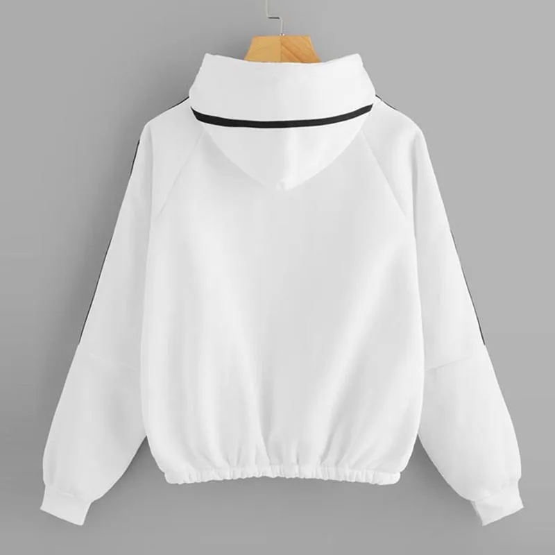 SweatyRocks белая ветровка на молнии с рукавом реглан уличная куртка-бомбер с капюшоном женская спортивная одежда пальто и куртки