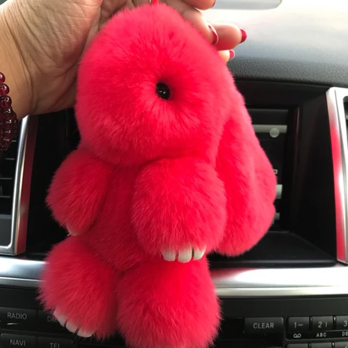 red 14cm Автомобильный брелок для влюбленных сумки «кролик» подвески для мужчин и женщин качественный плюшевый подарок настоящий кролик рекс плюшевый костюм Кролик подвеска Кролик рождение - Цвет: red 14cm
