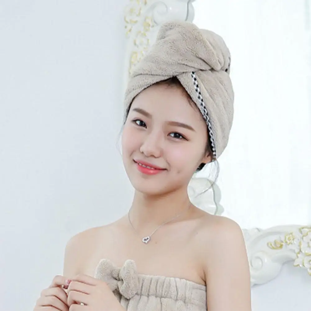 GLAMOUR Thicken Microfiber Hair Drying Towel Hat Cap Quick Dry Turban for Bath Shower Pool | Красота и здоровье