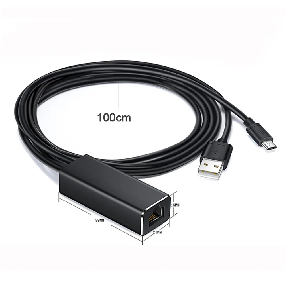 Черный Fire tv Stick HDMI ТВ Кабель USB зеркальное отображение для огня ТВ/Google Home мини/Chromecast Ultra HD tv Micro USB2.0 к RJ45 Ethernet адаптация - Цвет: Черный