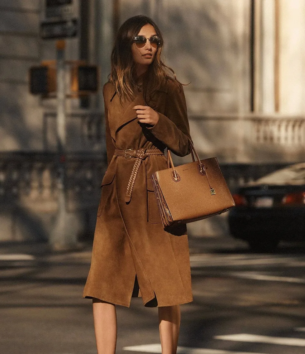 Майкл Корс большая кожаная сумка Мерсер аккордеон (желудь/золото) роскошные