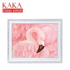 Наборы для вышивки крестиком KAKA, наборы для вышивки с напечатанным рисунком, холст 11CT, домашний декор для садового дома, 5D красный фламинго