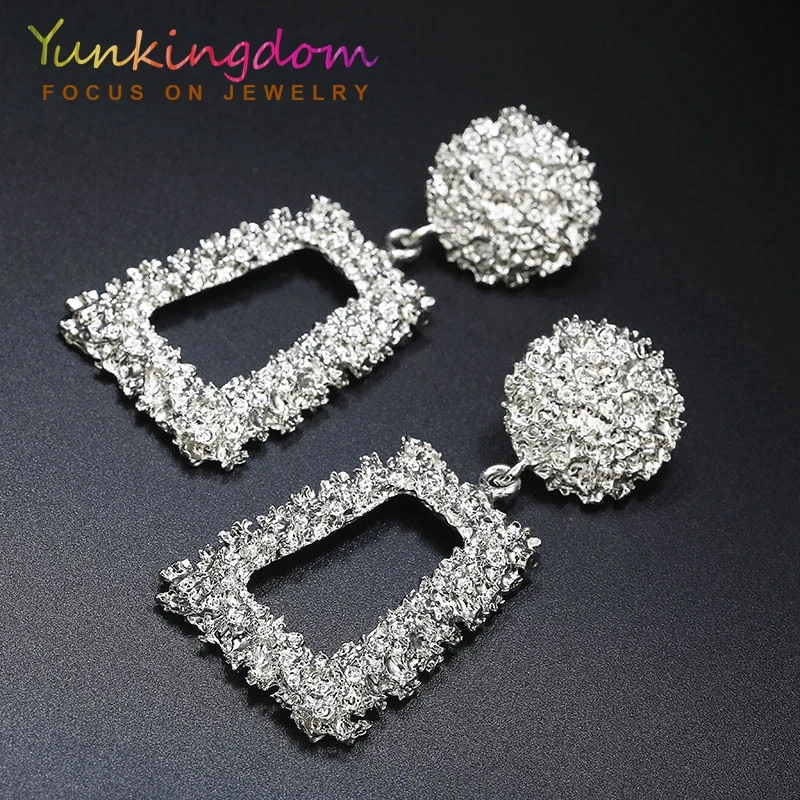 Yunkingdom новые модные ювелирные изделия геометрические висячие серьги для женщин Серебряные/Золотые массивные длинные серьги